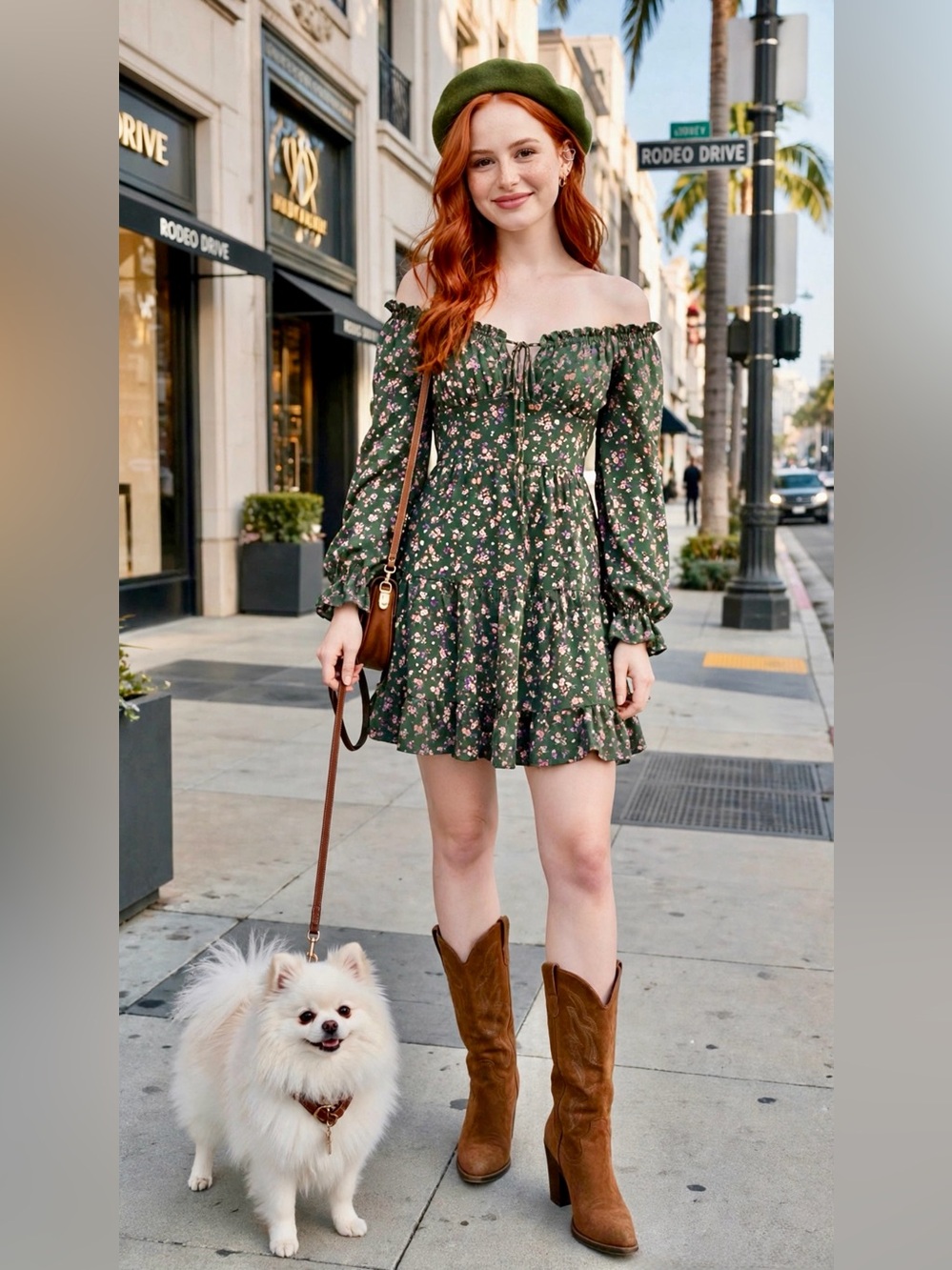 Forever 21 Dark Green Floral Off-Shoulder Mini Dress